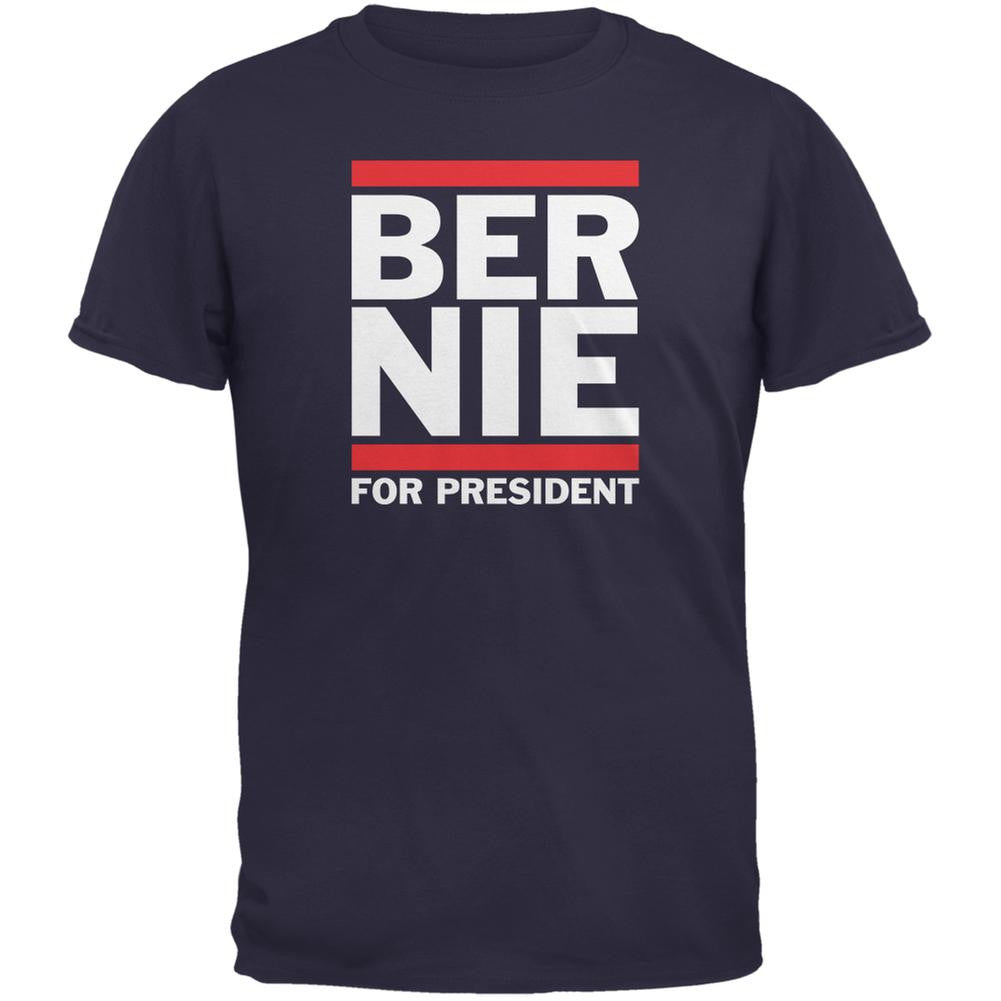 Election 2016 Bernie Sanders Ber-Nie Navy Adult T-Shirt Men's T-Shirts Old Glory 2XL Blue