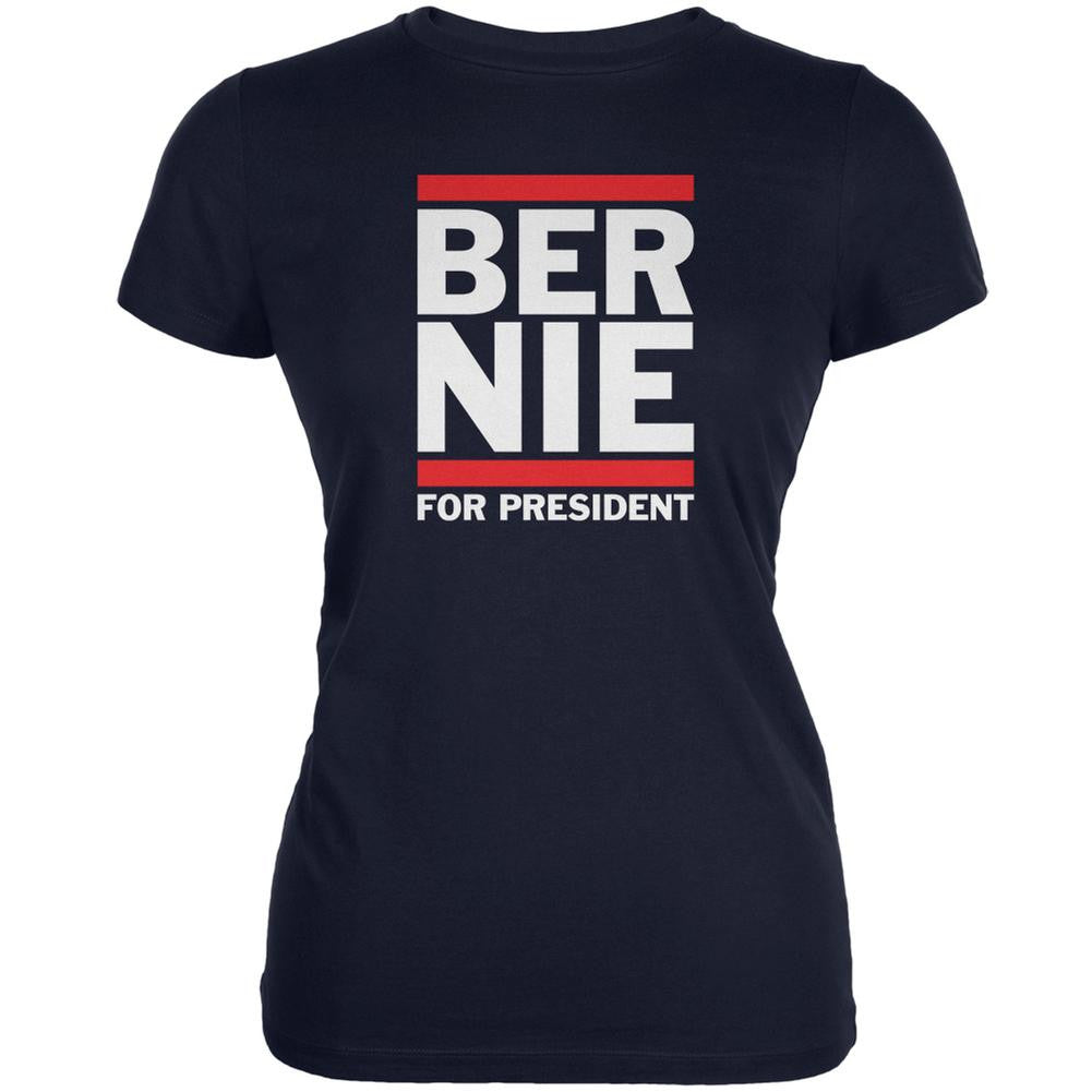 Election 2016 Bernie Sanders Ber-Nie Navy Juniors Soft T-Shirt Juniors T-Shirts Old Glory 2XL Blue