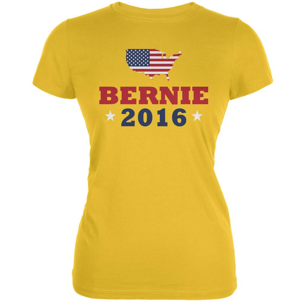 Election 2016 Bernie USA Bright Yellow Juniors Soft T-Shirt Juniors T-Shirts Old Glory 2XL Yellow