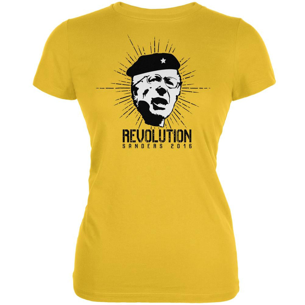 Election 2016 Bernie Sanders Che Guevara Parody Bright Yellow Juniors Soft T-Shirt Juniors T-Shirts Old Glory 2XL Yellow
