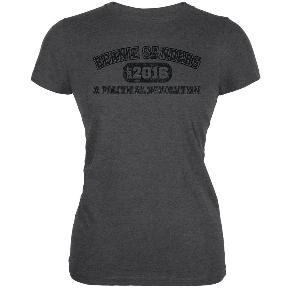 Bernie Sanders Revolution Univ 2016 Dark Heather Juniors Soft T-Shirt Juniors T-Shirts Old Glory 2XL Grey