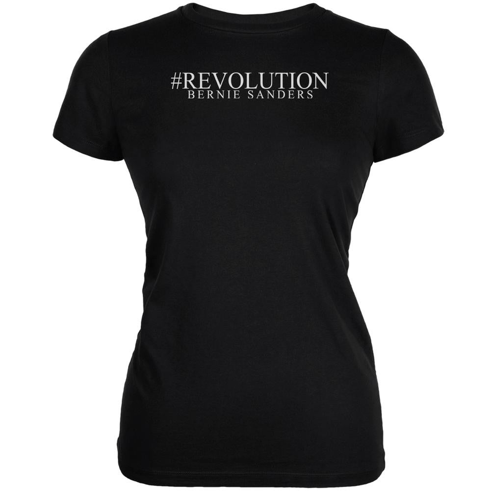 #Revolution Bernie Sanders President 2016 Black Juniors Soft T-Shirt Juniors T-Shirts Old Glory SM Black