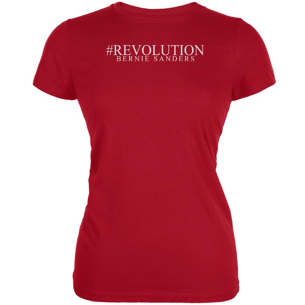 #Revolution Bernie Sanders President 2016 Red Juniors Soft T-Shirt Juniors T-Shirts Old Glory SM Red