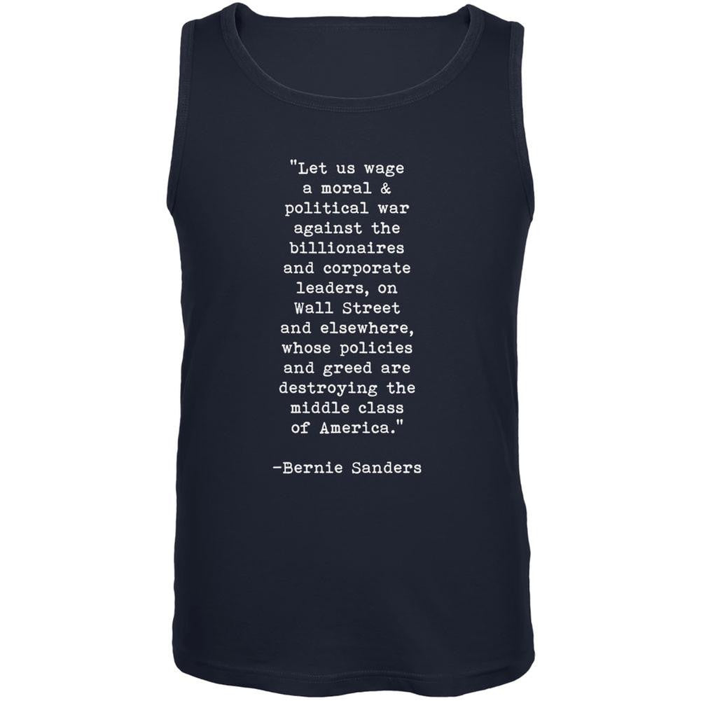 Election 2016 Bernie Sanders Quote Moral War Navy Adult Tank Top Men's Tank Tops Old Glory 2XL Blue