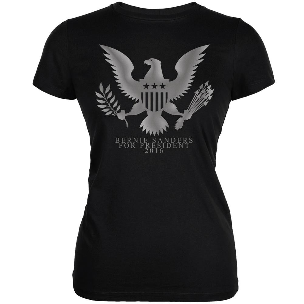 Bernie Sanders President 2016 Seal Black Juniors Soft T-Shirt Juniors T-Shirts Old Glory 2XL Black