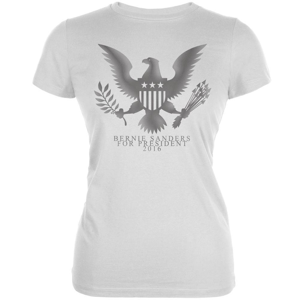 Bernie Sanders President 2016 Seal White Juniors Soft T-Shirt Juniors T-Shirts Old Glory 2XL White