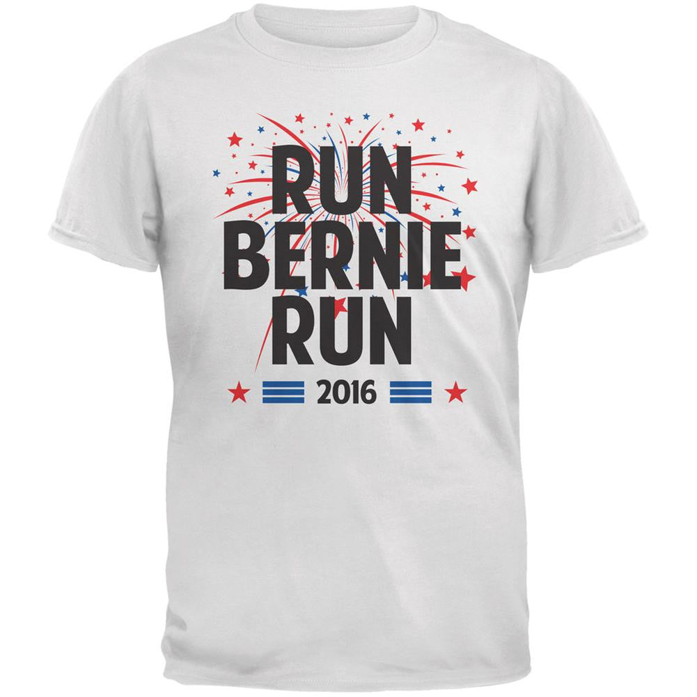 Election 2016 Run Bernie Run White Adult T-Shirt Men's T-Shirts Old Glory 2XL White