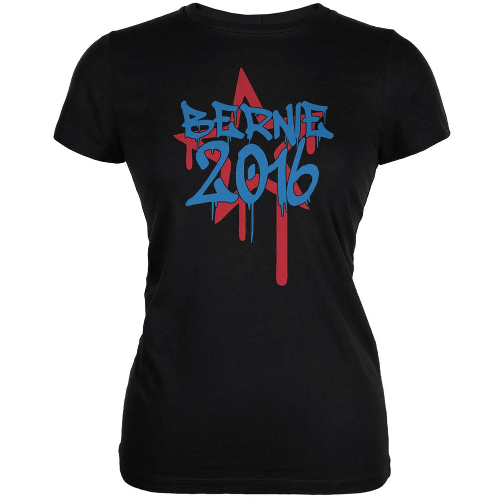 Election 2016 Bernie 2016 Graffiti Black Juniors Soft T-Shirt Juniors T-Shirts Old Glory 2XL Black