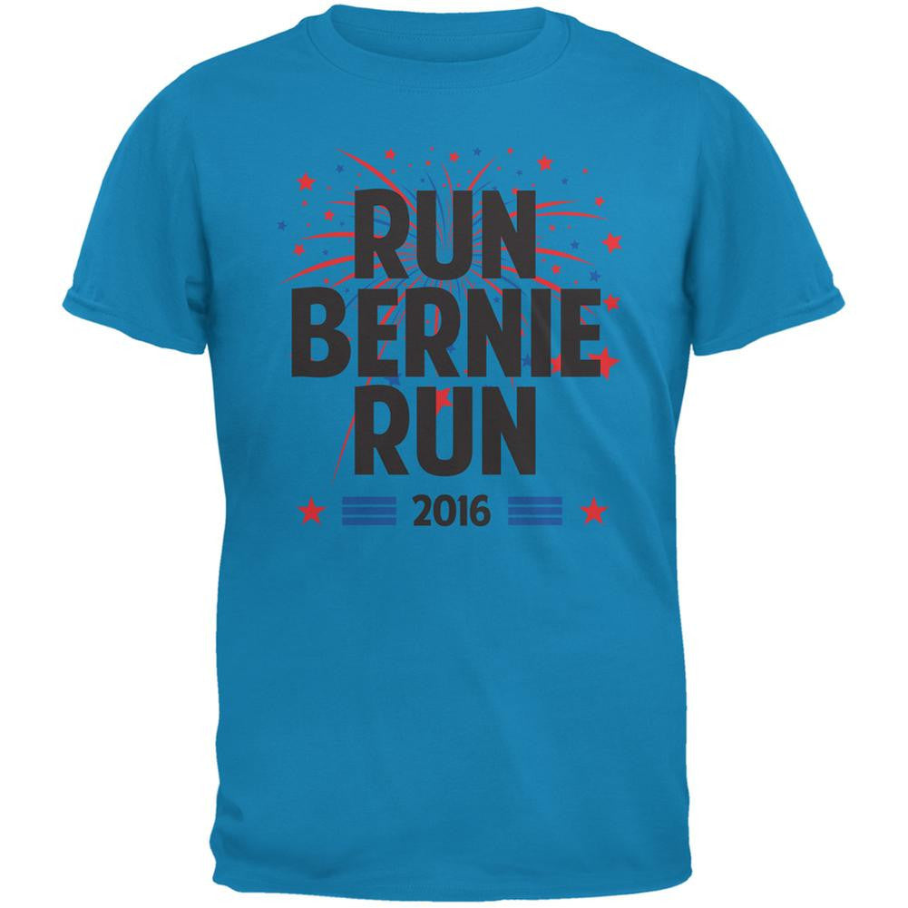 Election 2016 Run Bernie Run Sapphire Blue Adult T-Shirt Men's T-Shirts Old Glory 2XL Blue