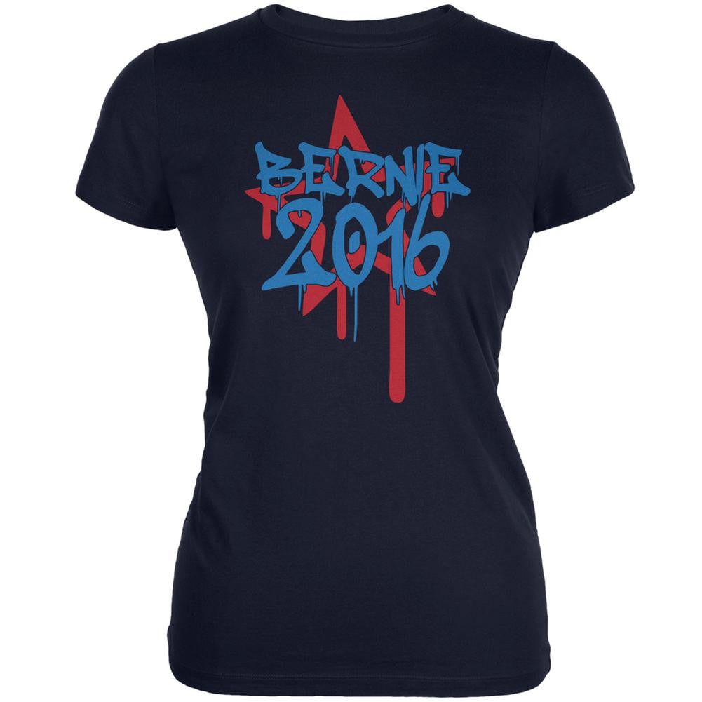 Election 2016 Bernie 2016 Graffiti Navy Juniors Soft T-Shirt Juniors T-Shirts Old Glory 2XL Blue