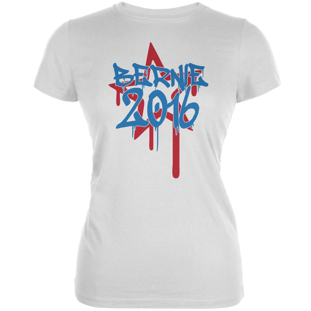 Election 2016 Bernie 2016 Graffiti White Juniors Soft T-Shirt Juniors T-Shirts Old Glory 2XL White