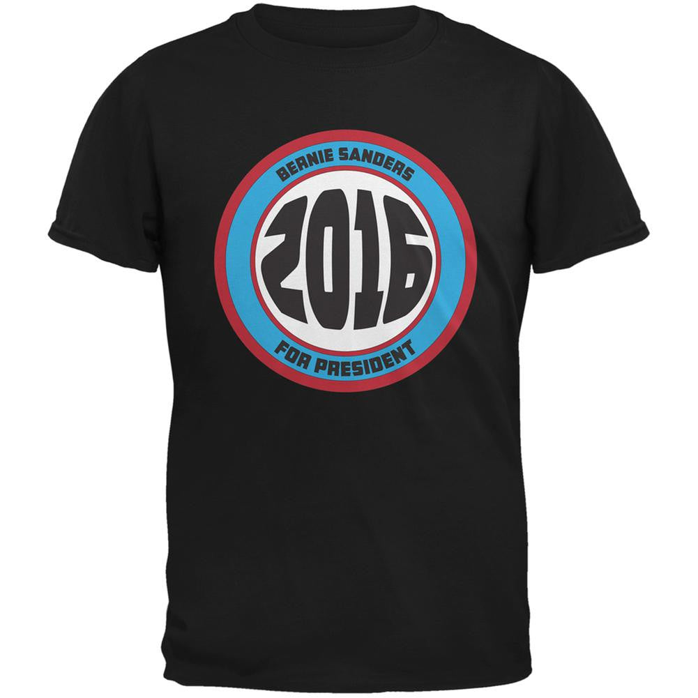 Election 2016 Bernie Circle Logo Black Adult T-Shirt Men's T-Shirts Old Glory 2XL Black