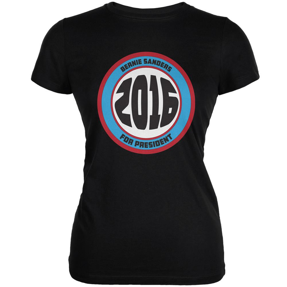Election 2016 Bernie Circle Logo Black Juniors Soft T-Shirt Juniors T-Shirts Old Glory 2XL Black