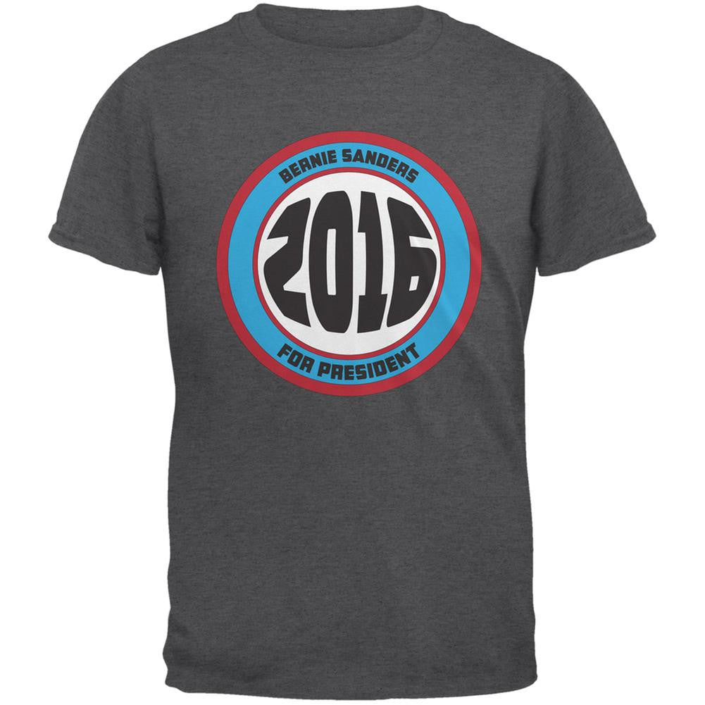 Election 2016 Bernie Circle Logo Dark Heather Adult T-Shirt Men's T-Shirts Old Glory 2XL Grey