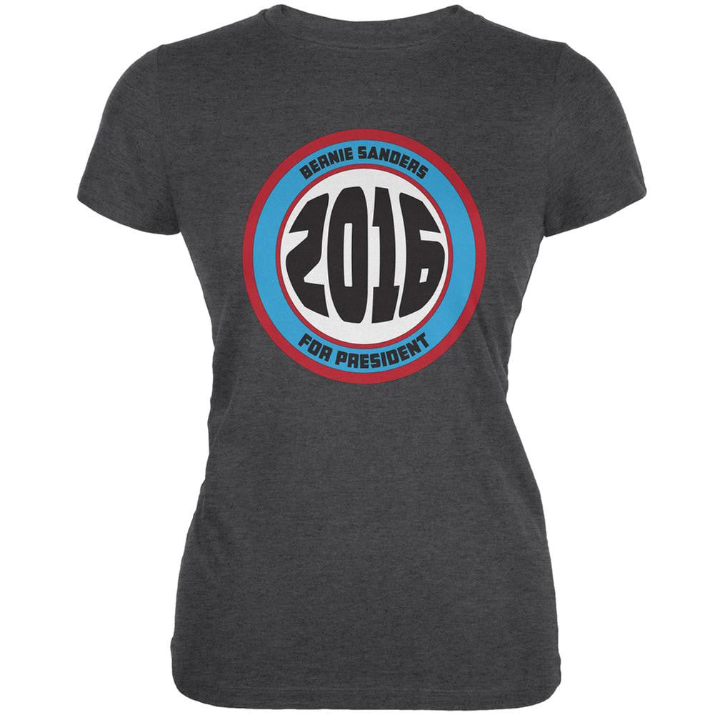 Election 2016 Bernie Circle Logo Dark Heather Juniors Soft T-Shirt Juniors T-Shirts Old Glory 2XL Grey
