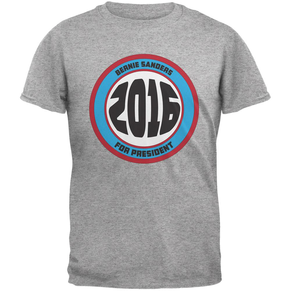 Election 2016 Bernie Circle Logo Heather Grey Adult T-Shirt Men's T-Shirts Old Glory 2XL Grey