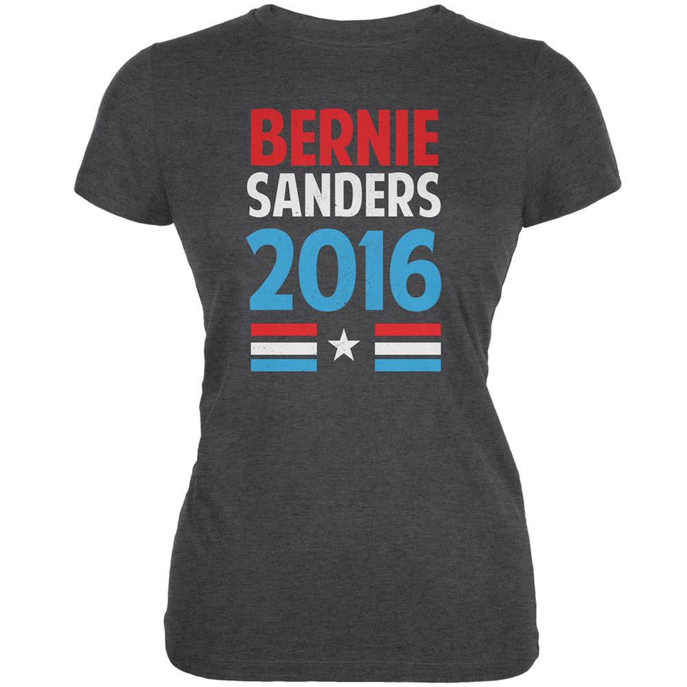 Election 2016 Bernie Vintage Text Dark Heather Juniors Soft T-Shirt Juniors T-Shirts Old Glory 2XL Grey