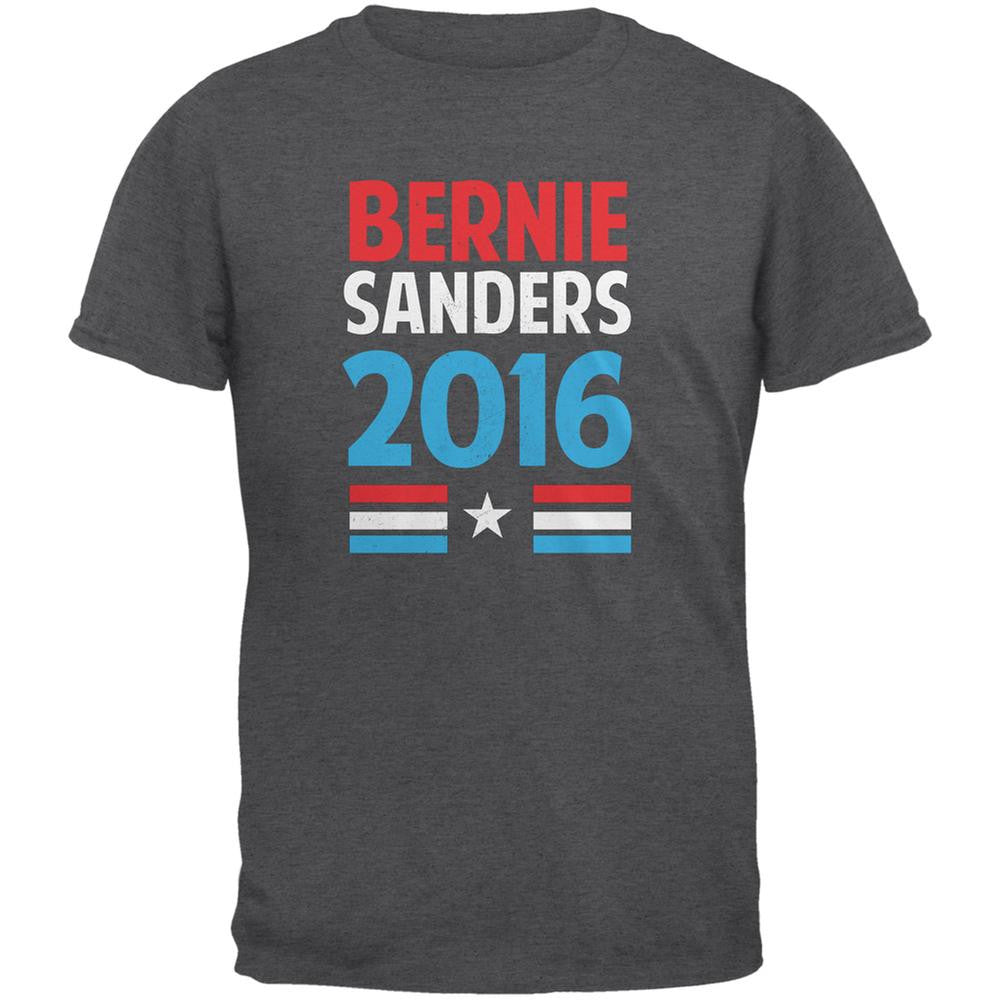 Election 2016 Bernie Vintage Text Dark Heather Adult T-Shirt Men's T-Shirts Old Glory 2XL Grey