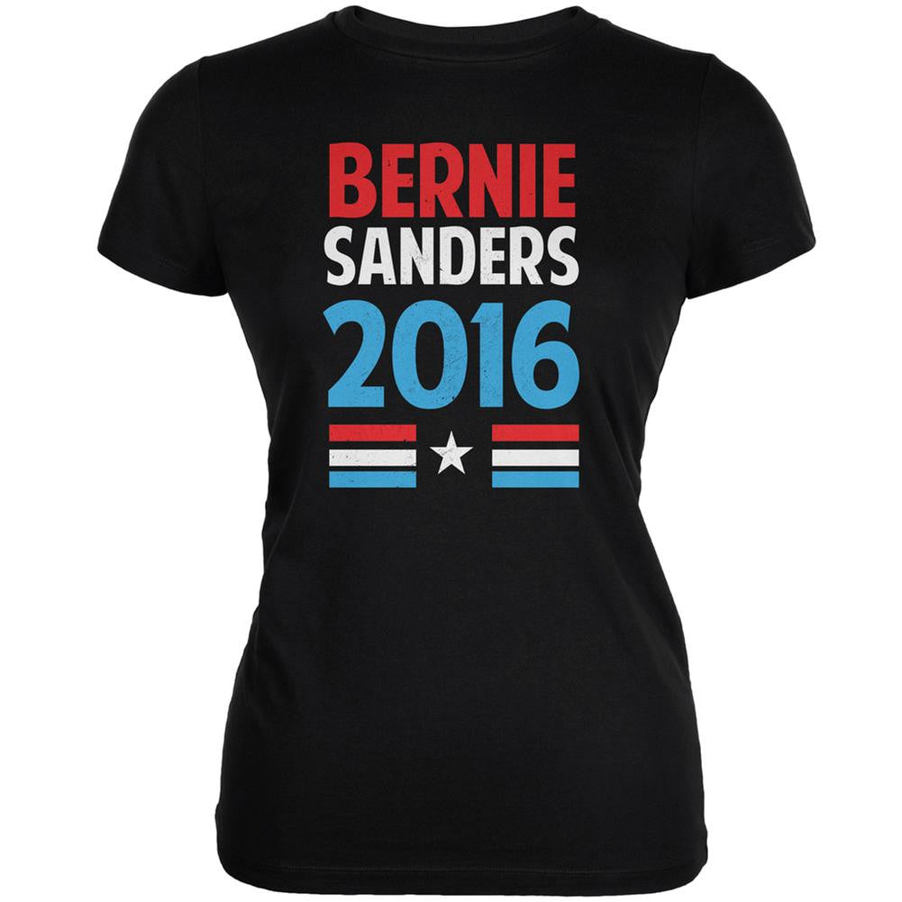 Election 2016 Bernie Vintage Text Black Juniors Soft T-Shirt Juniors T-Shirts Old Glory 2XL Black