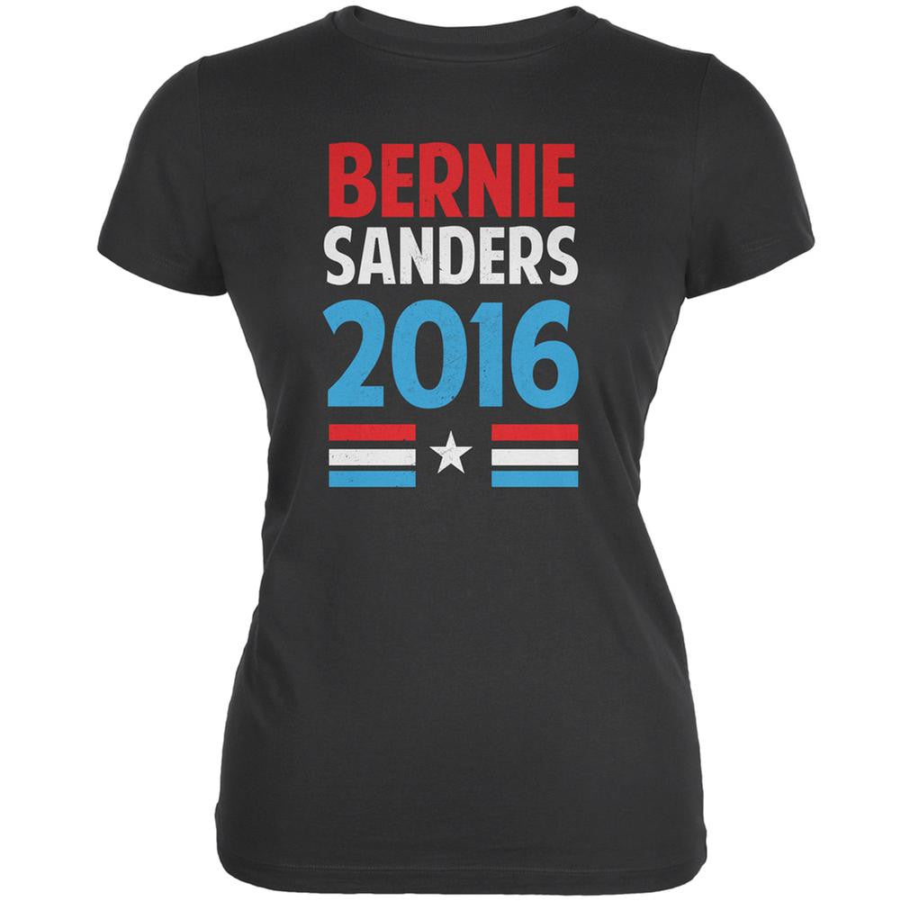 Election 2016 Bernie Vintage Text Asphalt Juniors Soft T-Shirt Juniors T-Shirts Old Glory 2XL Grey
