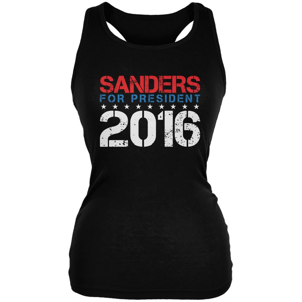 Election 2016 Bernie For President Stencil Black Juniors Soft Tank Top Juniors Tank Tops Old Glory 2XL Black