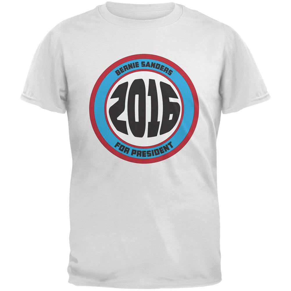 Election 2016 Bernie Circle Logo White Adult T-Shirt Men's T-Shirts Old Glory 2XL White