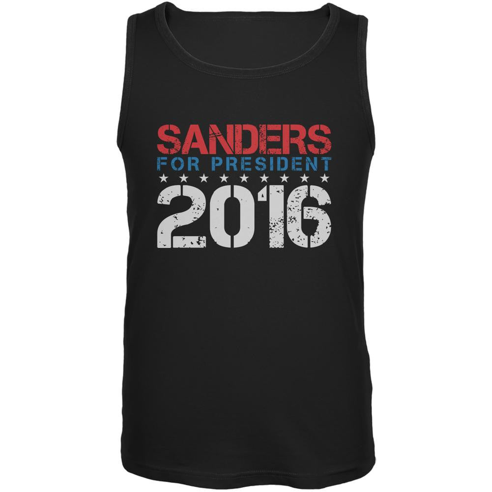 Election 2016 Bernie For President Stencil Black Adult Tank Top Men's Tank Tops Old Glory 2XL Black