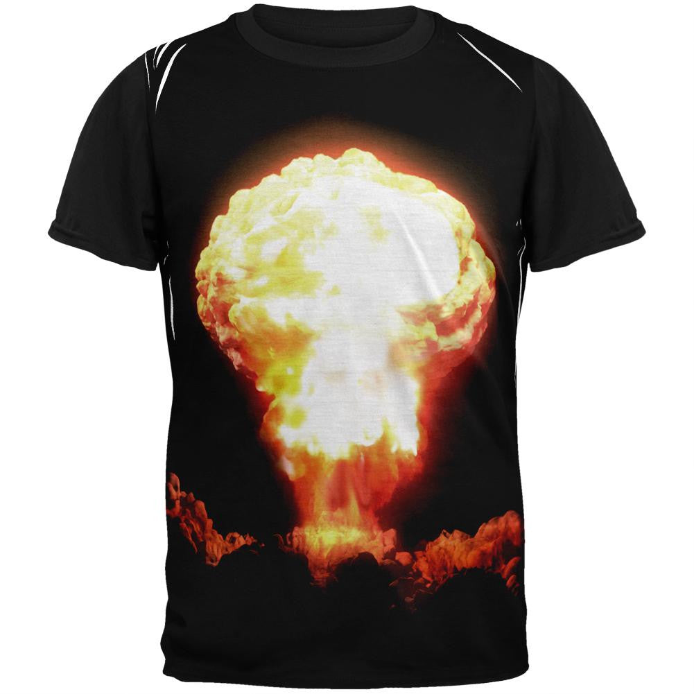Nuclear Bomb Expolosion Adult Black Back T-Shirt Men's T-Shirts Old Glory SM Multi