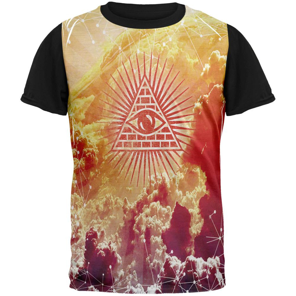 Illuminati Clouds Adult Black Back T-Shirt Men's T-Shirts Old Glory SM Multi