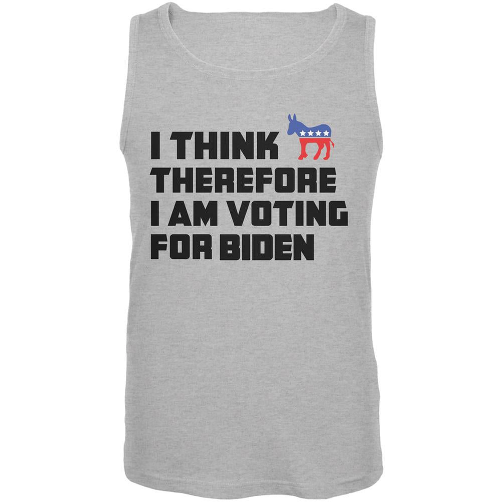 Election 2016 I Think Therefore Biden Heather Grey Adult Tank Top Men's Tank Tops Old Glory 2XL Grey