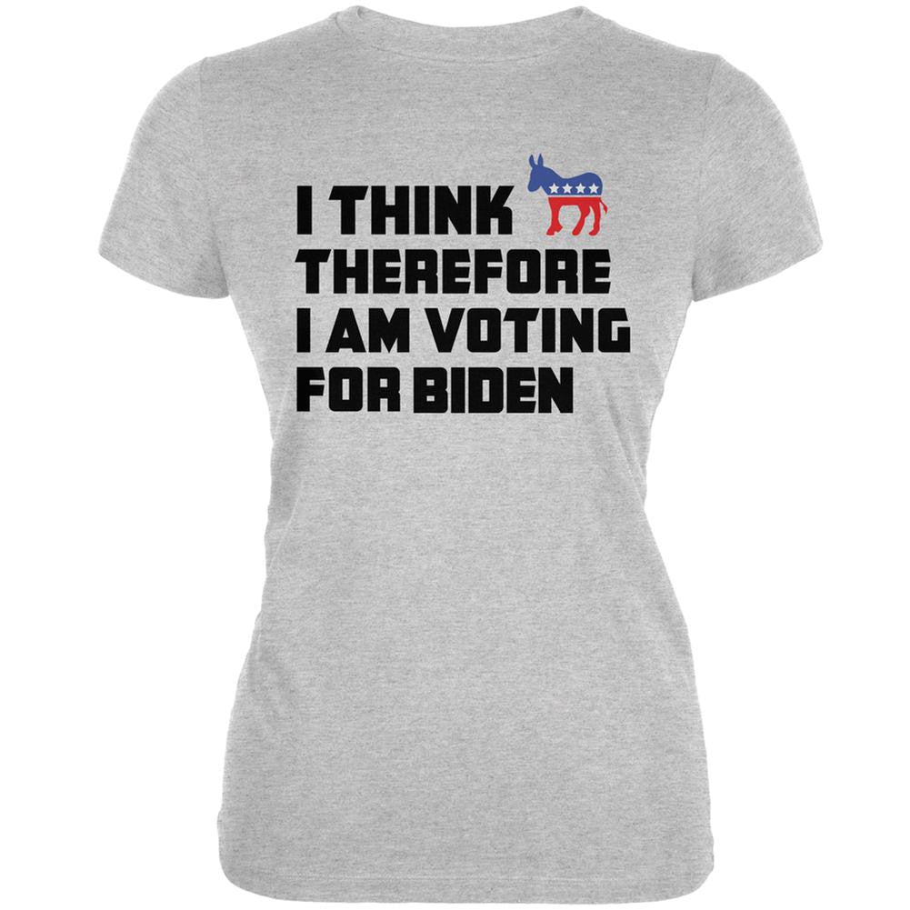 Election 2016 I Think Therefore Biden Heather Grey Juniors Soft T-Shirt Juniors T-Shirts Old Glory 2XL Grey