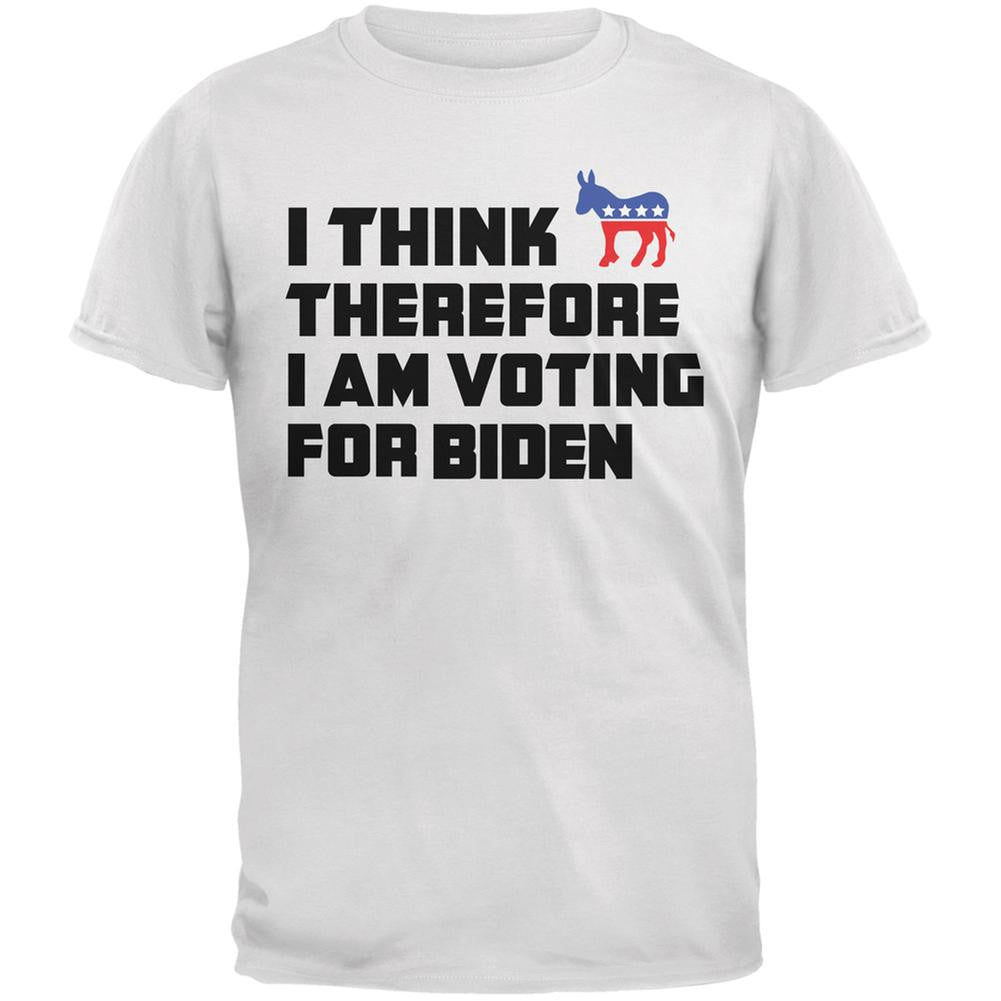Election 2016 I Think Therefore Biden White Adult T-Shirt Men's T-Shirts Old Glory 2XL White