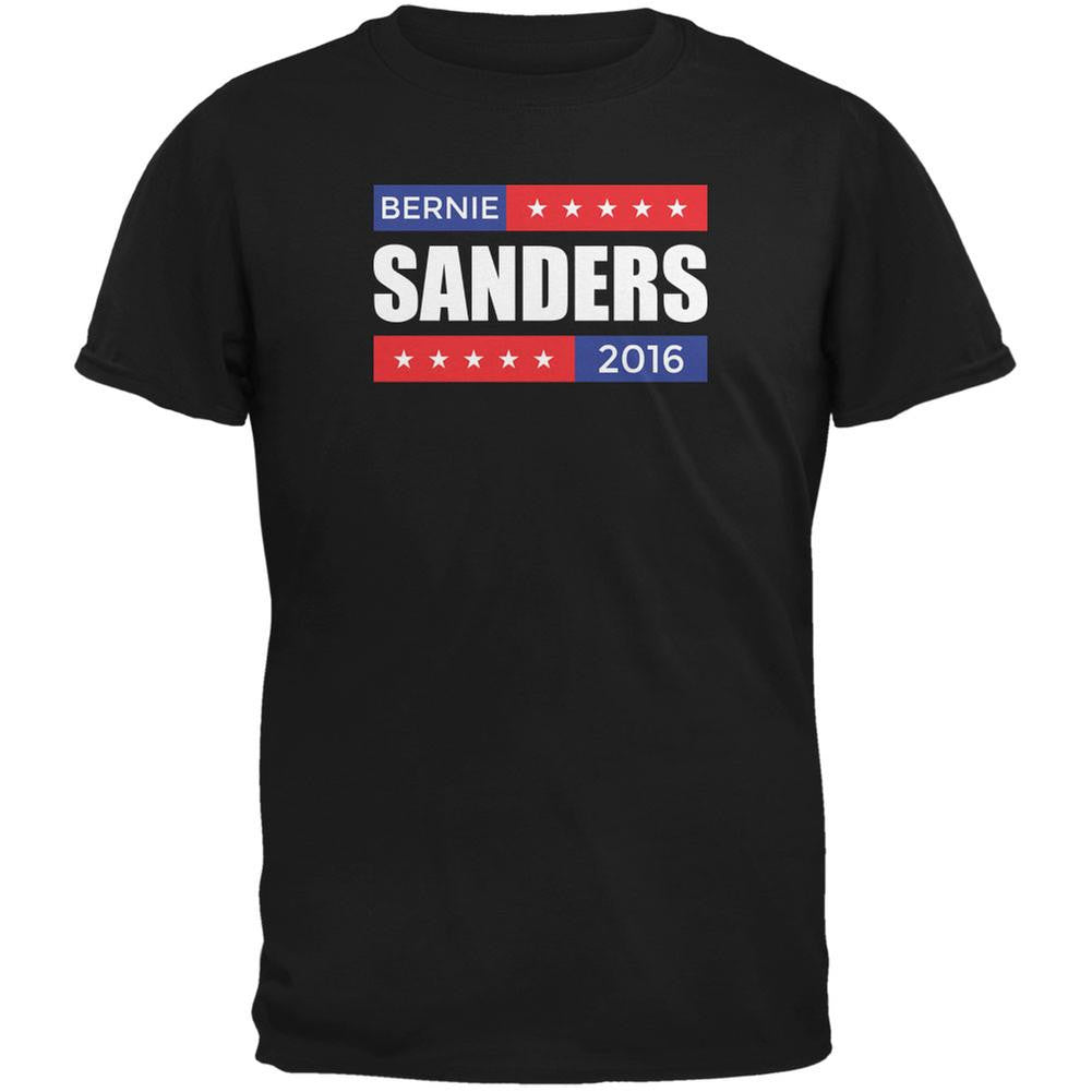 Election 2016 Bernie Sanders Stacked Black Adult T-Shirt Men's T-Shirts Old Glory 2XL Black