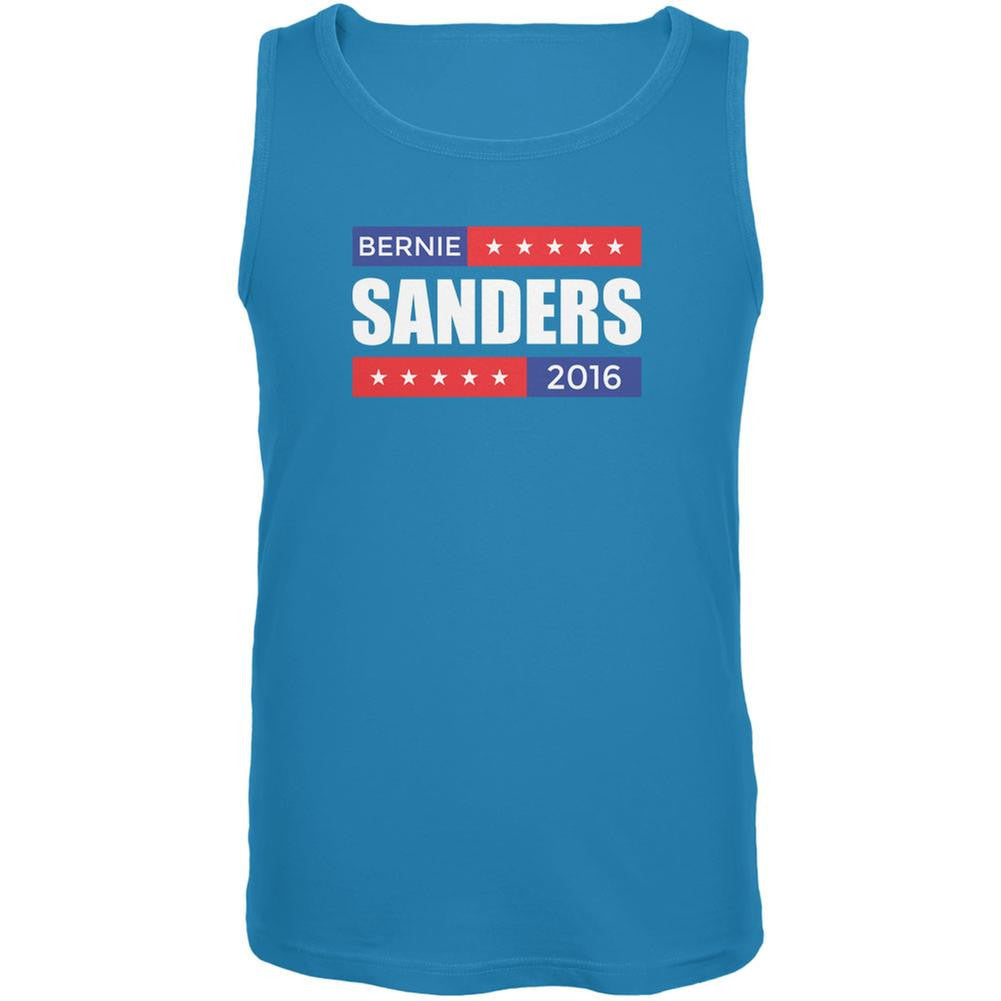 Election 2016 Bernie Sanders Stacked Turquoise Adult Tank Top Men's Tank Tops Old Glory 2X Blue