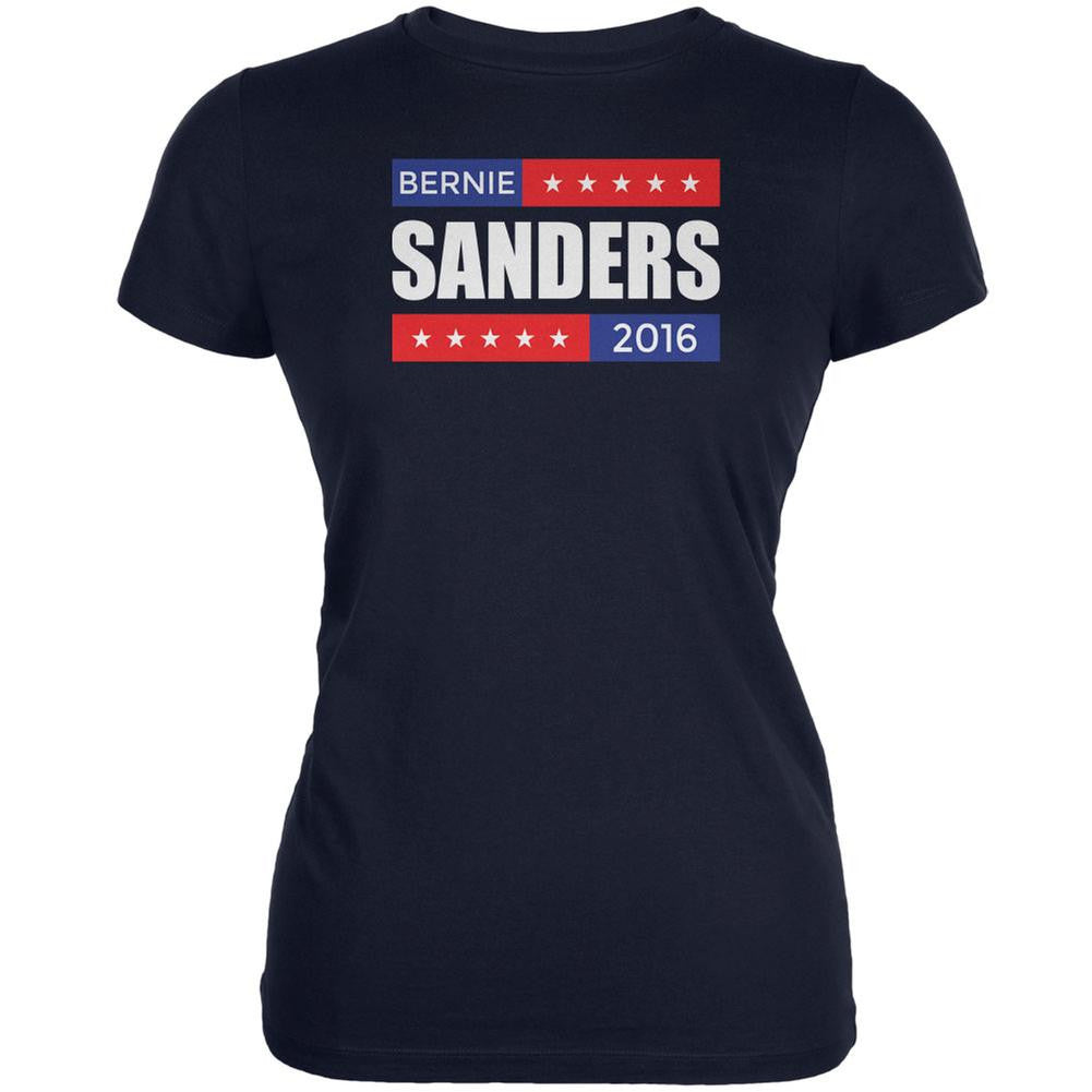 Election 2016 Bernie Sanders Stacked Navy Juniors Soft T-Shirt Juniors T-Shirts Old Glory 2XL Blue