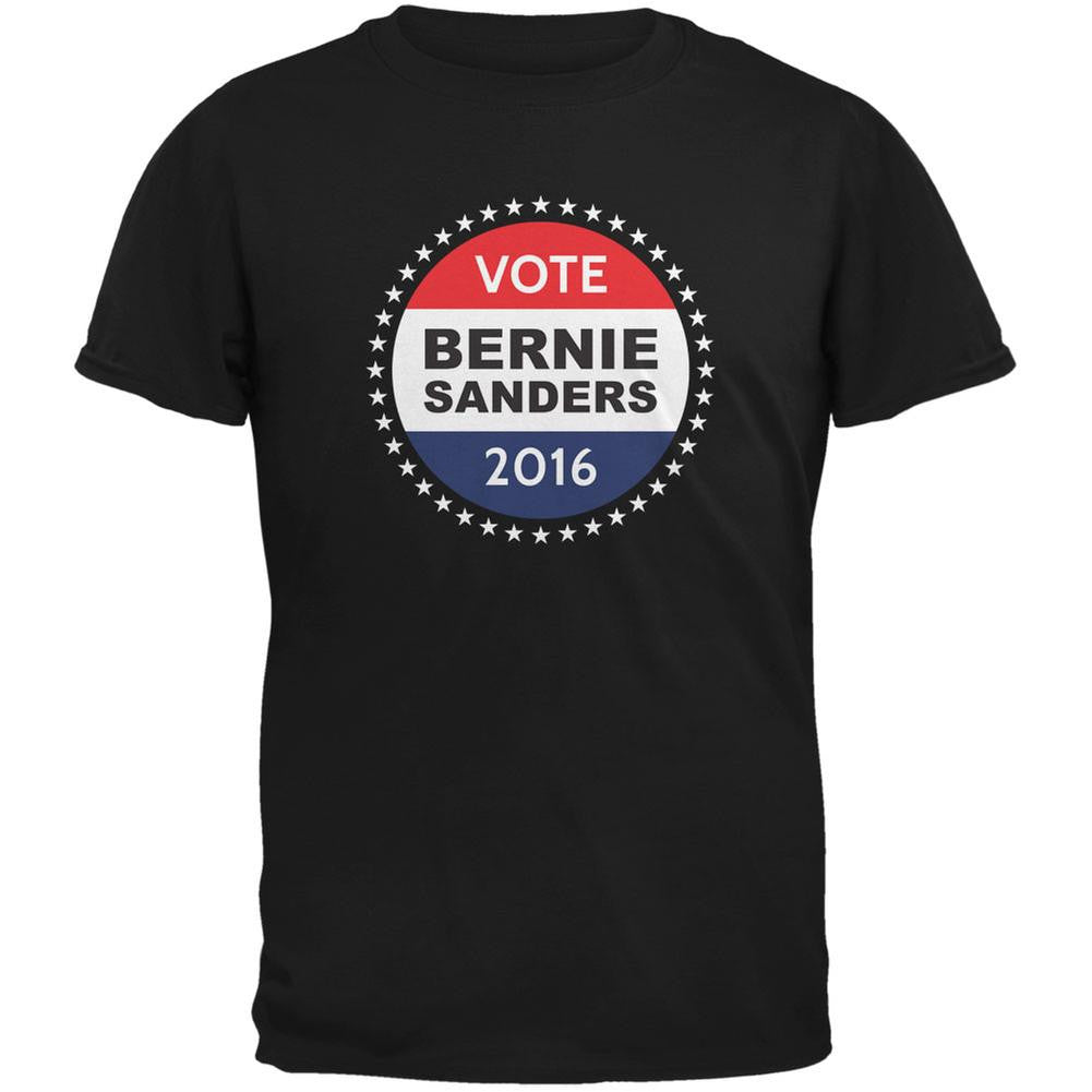 Election 2016 Bernie Sanders Badge Black Adult T-Shirt Men's T-Shirts Old Glory 2XL Black