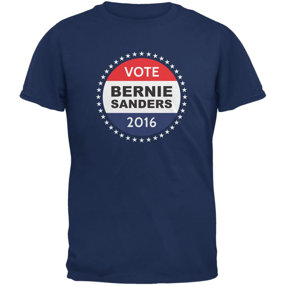 Election 2016 Bernie Sanders Badge Metro Blue Adult T-Shirt Men's T-Shirts Old Glory 2XL Blue