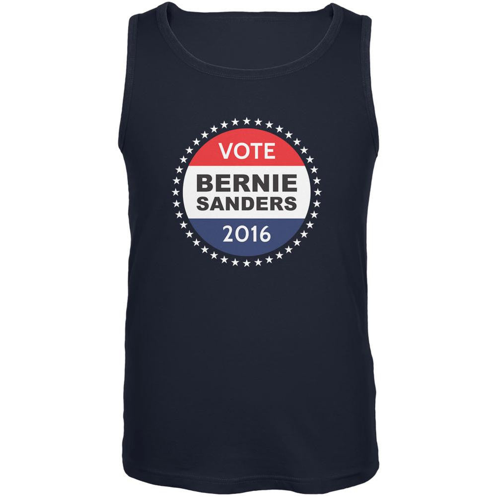 Election 2016 Bernie Sanders Badge Navy Adult Tank Top Men's Tank Tops Old Glory 2XL Blue