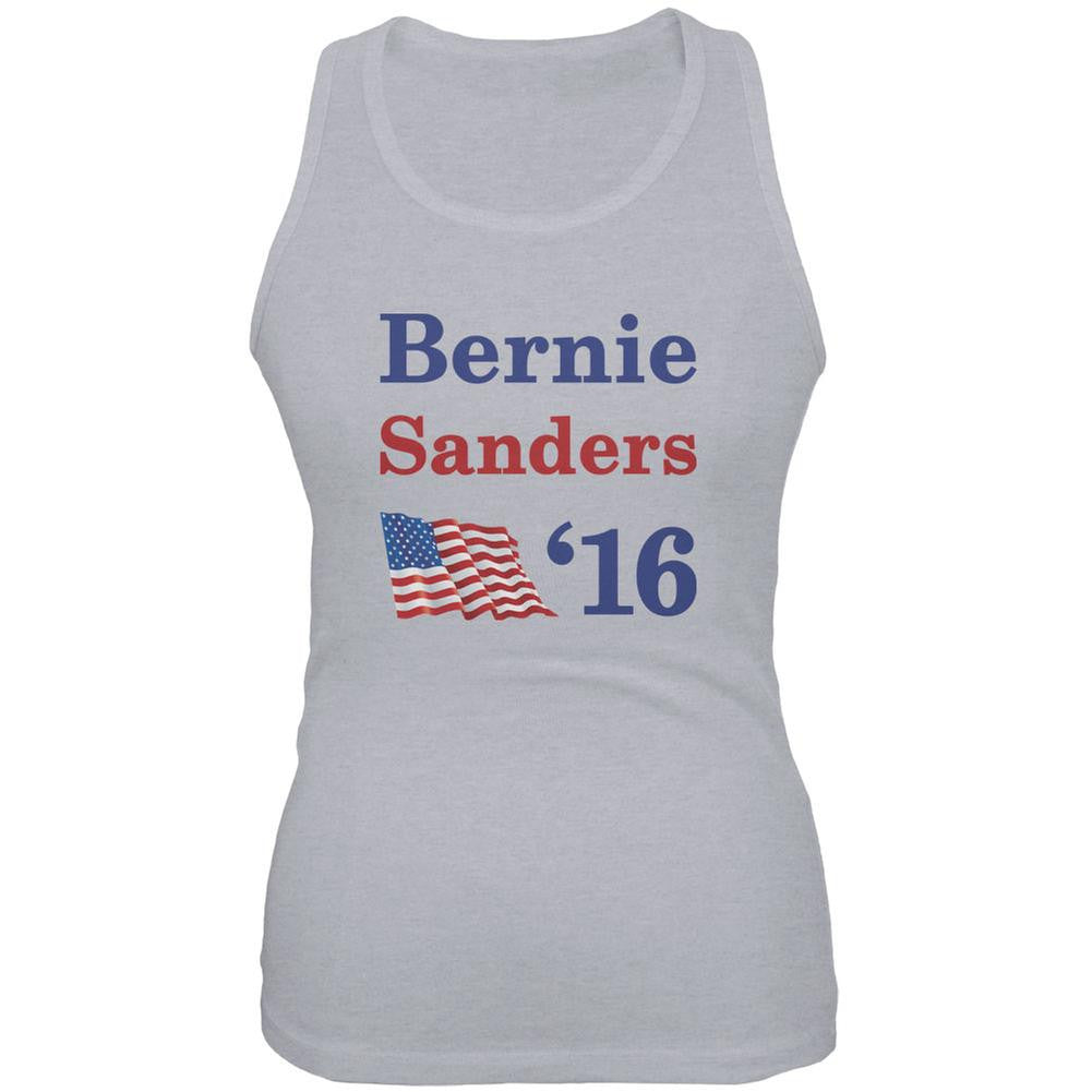 Election 2016 16 Flag Bernie Sanders Heather Grey Juniors Soft Tank Top Juniors Tank Tops Old Glory 2XL Grey