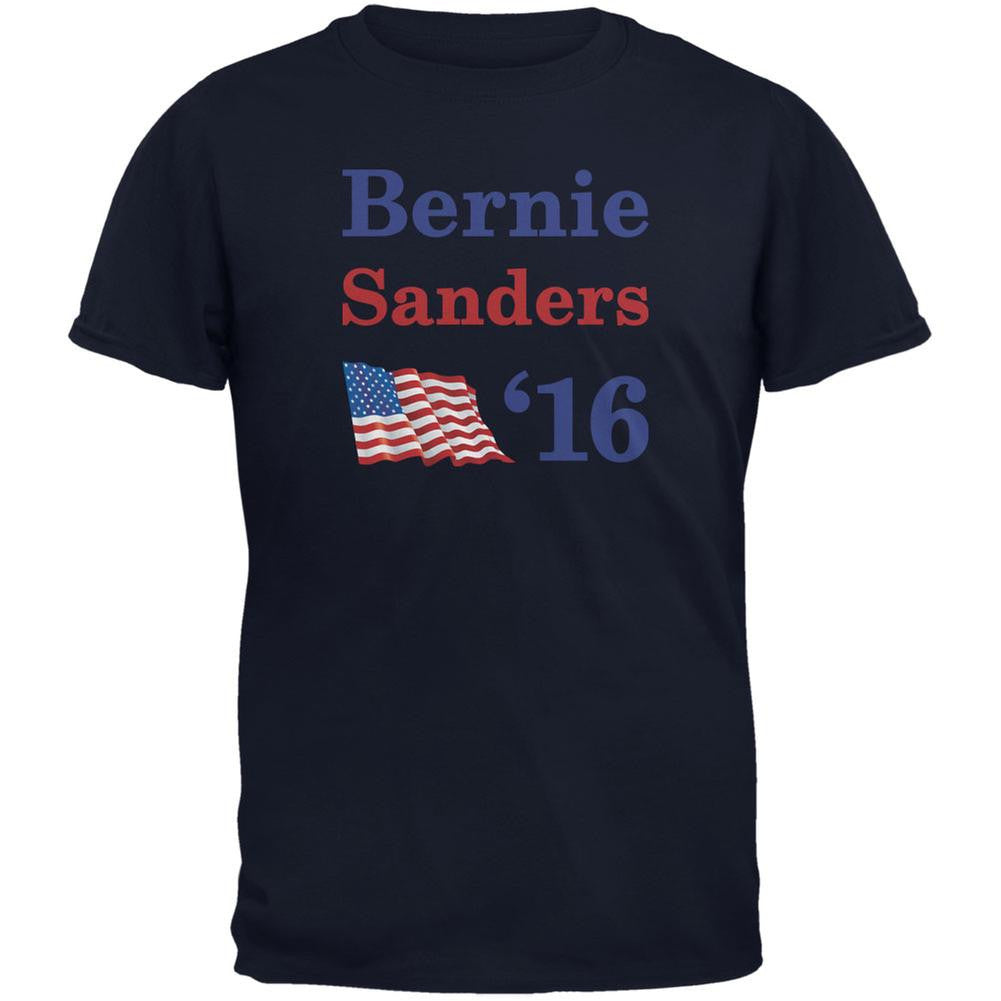 Election 2016 16 Flag Bernie Sanders Navy Adult T-Shirt Men's T-Shirts Old Glory 2XL Blue