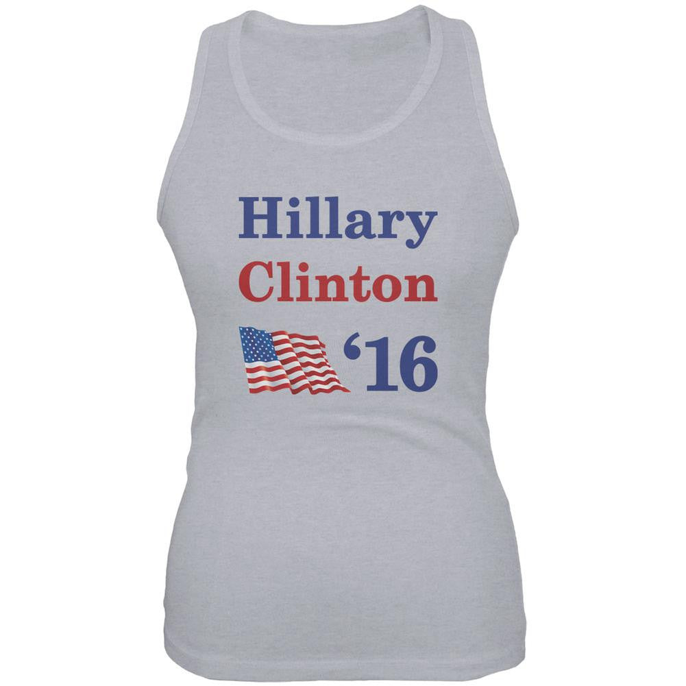 Election 2016 16 Flag Hillary Clinton Heather Grey Juniors Soft Tank Top Juniors Tank Tops Old Glory 2XL Grey