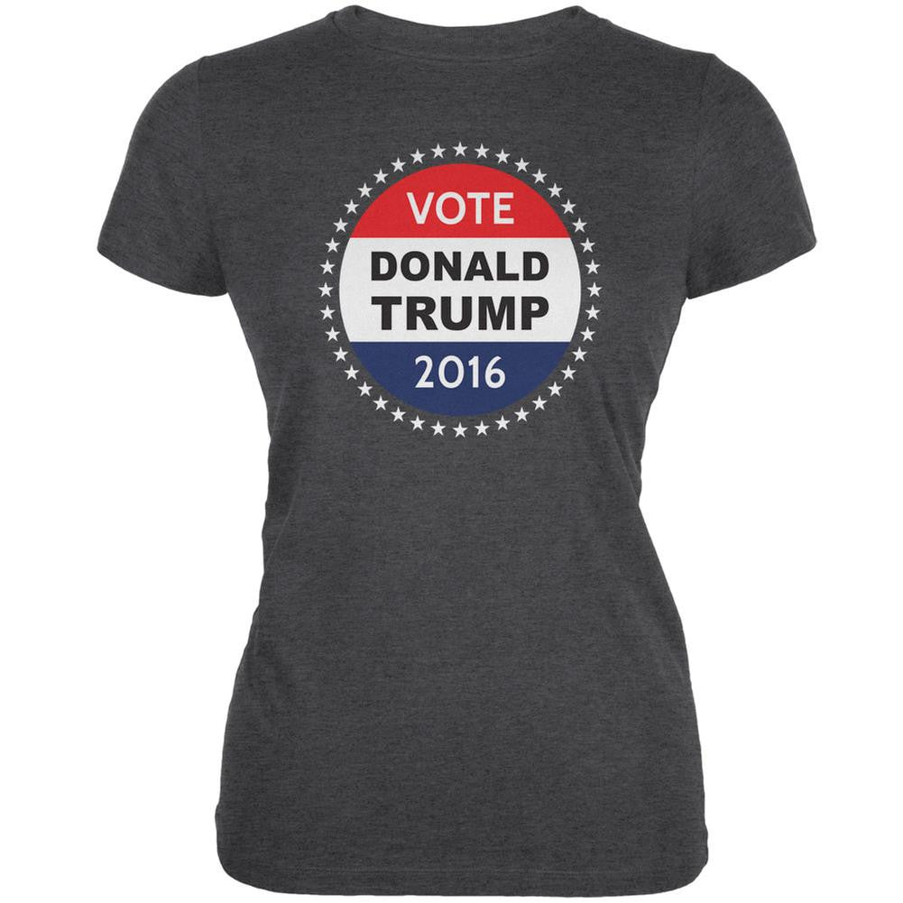 Election 2016 Donald Trump Badge Dark Heather Juniors Soft T-Shirt Juniors T-Shirts Old Glory 2XL Grey