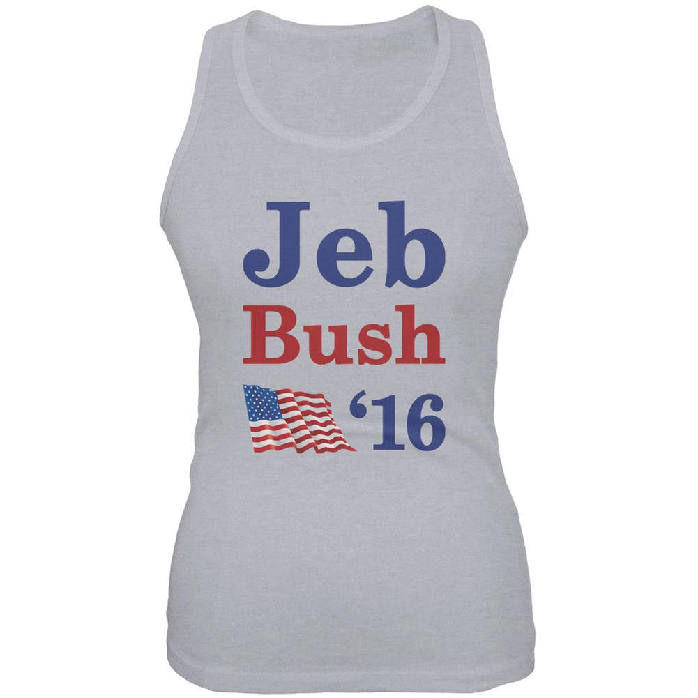 Election 2016 16 Flag Jeb Bush Heather Grey Juniors Soft Tank Top Juniors Tank Tops Old Glory 2XL Grey