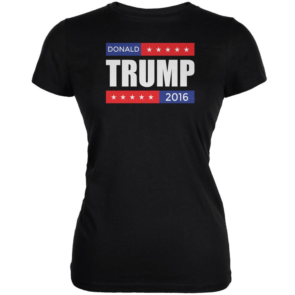 Election 2016 Donald Trump Stacked Black Juniors Soft T-Shirt Juniors T-Shirts Old Glory 2XL Black