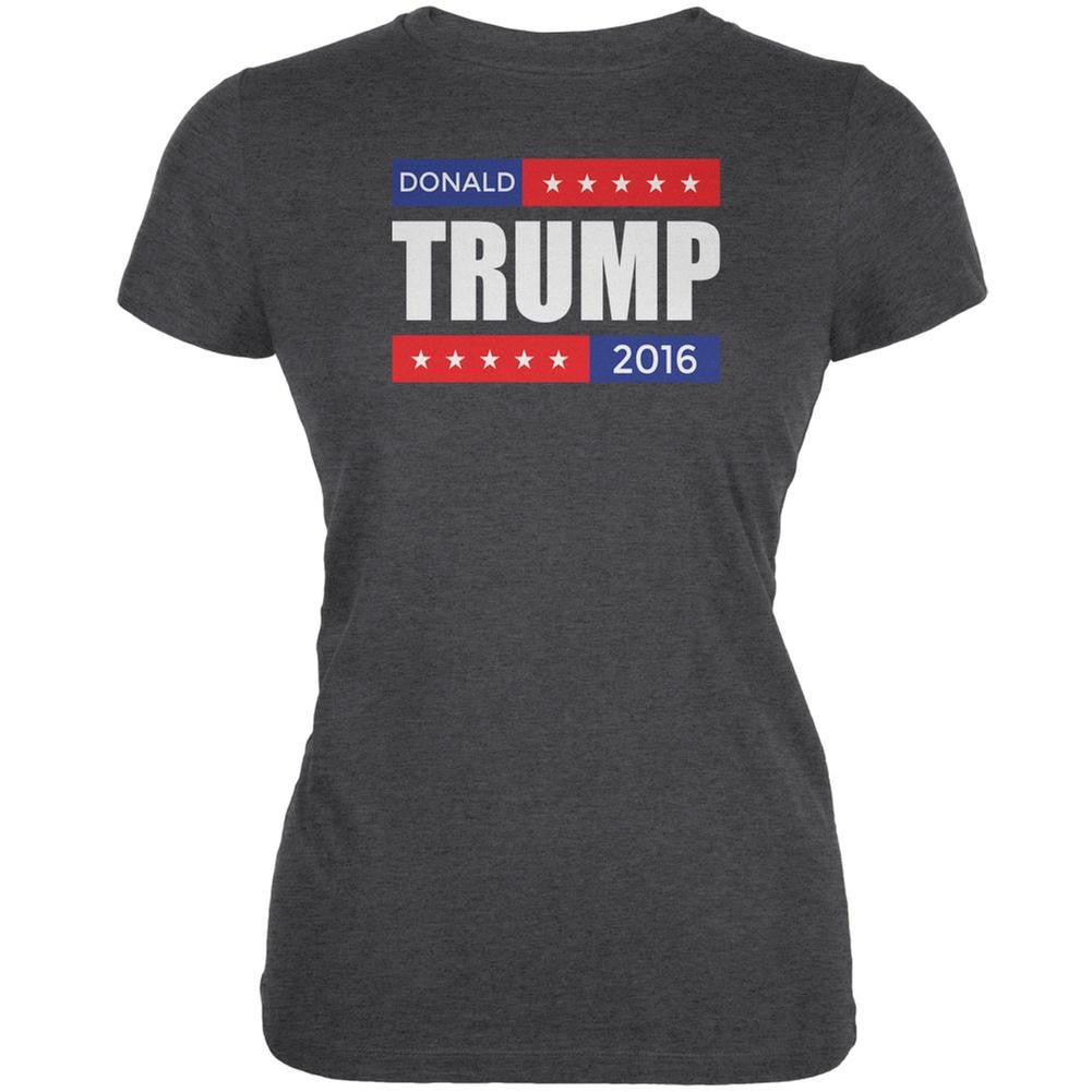 Election 2016 Donald Trump Stacked Dark Heather Juniors Soft T-Shirt Juniors T-Shirts Old Glory 2XL Grey