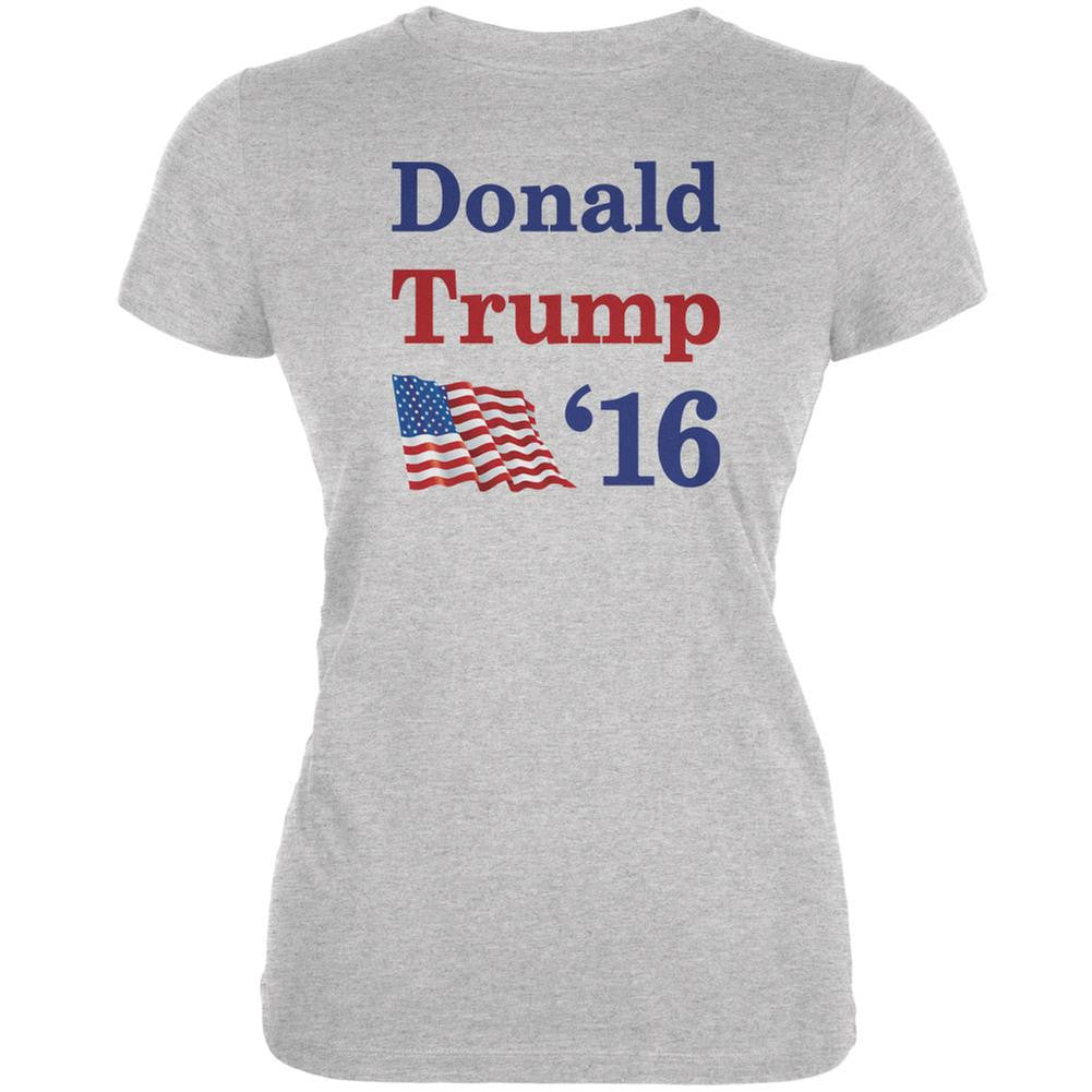 Election 2016 16 Flag Donald Trump Heather Grey Juniors Soft T-Shirt Juniors T-Shirts Old Glory 2XL Grey
