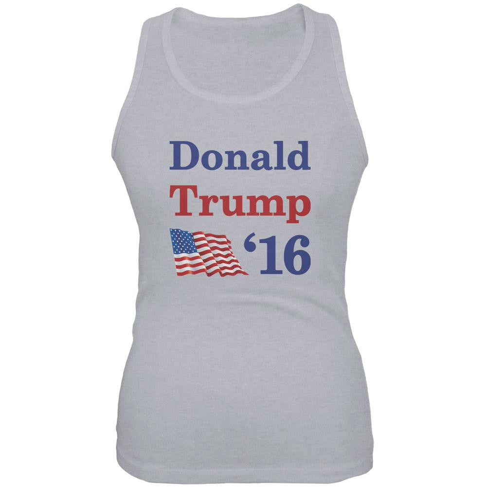 Election 2016 16 Flag Donald Trump Heather Grey Juniors Soft Tank Top Juniors Tank Tops Old Glory 2XL Grey