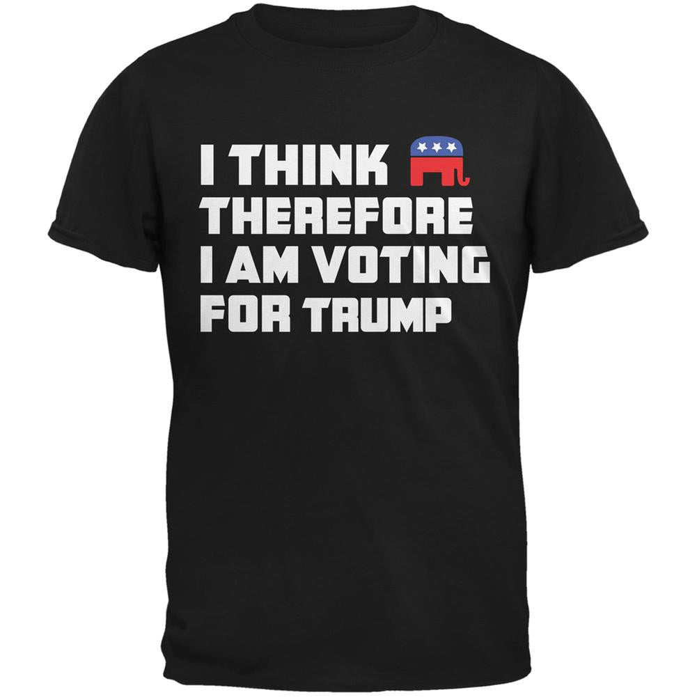 Election 2016 I Think Therefore Trump Black Adult T-Shirt Men's T-Shirts Old Glory 2XL Black