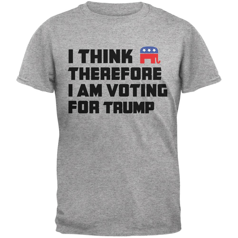 Election 2016 I Think Therefore Trump Heather Grey Adult T-Shirt Men's T-Shirts Old Glory 2XL Grey