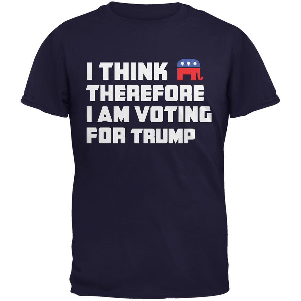 Election 2016 I Think Therefore Trump Navy Adult T-Shirt Men's T-Shirts Old Glory 2XL Blue